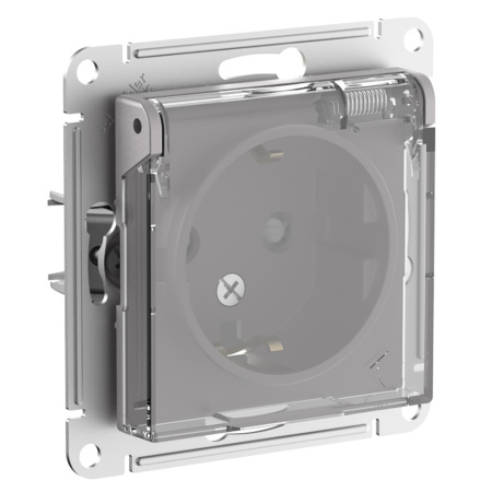 ATLASDESIGN Aqua розетка с/з со шторками с прозрач.крыш., 16А, IP44, мех, алюминий Schneider Electric