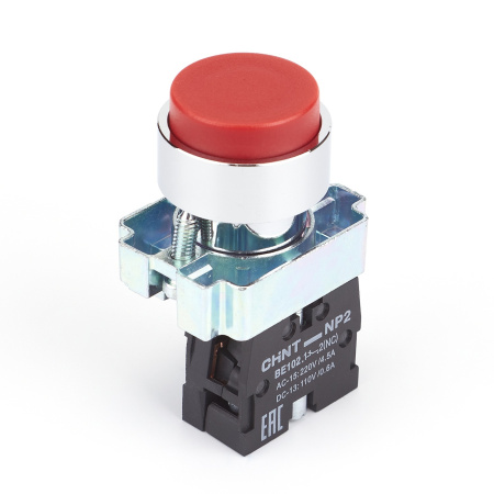 Кнопка управления NP2-BL42 без подсветки, красная, 1НЗ, IP40 (R) CHINT