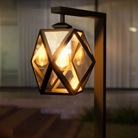 Уличный светильник на столбе 1*E27 черный IP33 Ambra (a056235) Elektrostandard