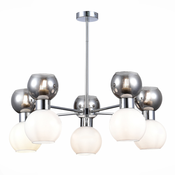 Люстра потолочная Хром/Белый, Дымчатый E27 10*60Вт SLE1138-102-10 EVOLUCE