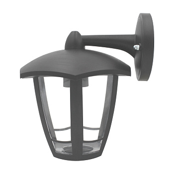 11-167 Светильник садово-парковый, настенный вниз, «Дели 3», Е27х60Вт, 6-ти гранный, пластик, серый, прозрачный поликарбонат, 177х192х223мм... APEYRON