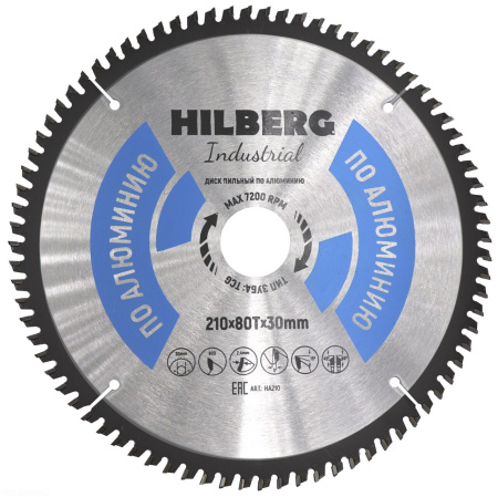 Диск пильный Industrial Алюминий 210*30*80Т HA210 Hilberg
