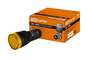 Лампа AD-16DS(LED)матрица d16мм желтый 230В АС TDM