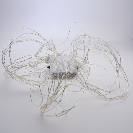 Св/д гирлянда Feron CL53 2м + 1м теплый белый,статичная, с питанием от батареек, прозр.шнур