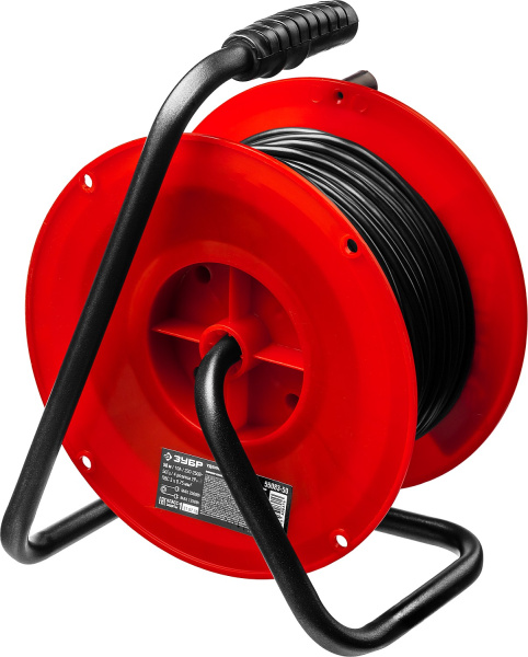 Удлинитель на катушке ПВС 3х0.75 50м 2200Вт, ПВС 307 ЗУБР