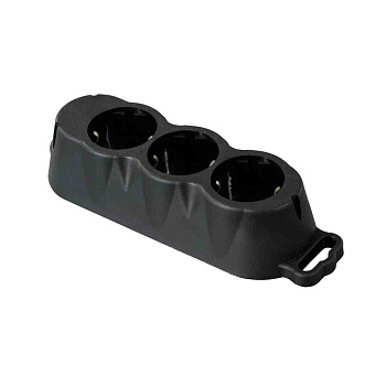 РА16-001 Розетка на 3 гнезда переносная с заземлением, материал-каучук 250В 16А (до 4кВт) IP20 Apeyron