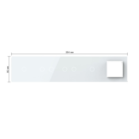 Панель для 4-х сенсорных выключателей и розетки, 6 клавиш (1+2+2+1), цвет белый, стекло Livolo