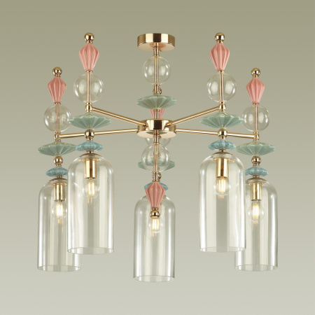 Люстра потолочная E14 5*40W BIZET золото/разноцветн./керамика/стекло ODEON LIGHT