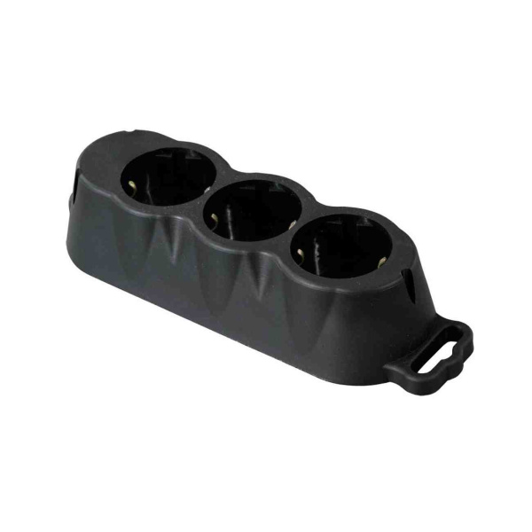 РА16-001 Розетка на 3 гнезда переносная с заземлением, материал-каучук 250В 16А (до 4кВт) IP20 Apeyron