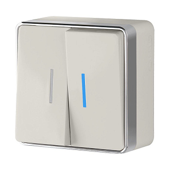 Выключатель двухклавишный с подсветкой (слоновая кость) Gallant ОУ IP20 Werkel