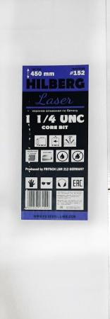 Коронка алмазная 152*450 Laser 1 1/4 UNC HD719 Hilberg