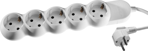 Бытовой удлинитель, 1.5 м, 5 гн., ПВС 3х1 кв.мм, М500 ЗУБР