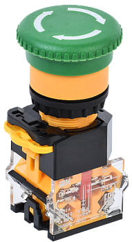 Кнопка D8-11ZS "Грибок" d=22мм 1з+1р поворотная с фиксацией зеленая IEK