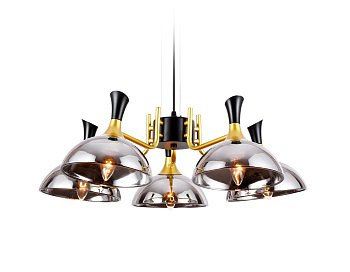 Подвесная люстра TR9082/5 BK/GD/SM черный/золото/дымчатый E27/5 max 40W D750*750 Ambrella Light