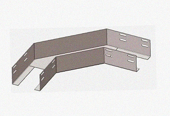 Лоток угловой замковый перфорированный КГЗ 300х60-90 УТ1,5 поворот на 90, оцинкованный лист, S1,5