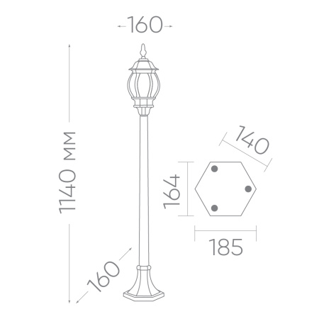 Светильник садово-парковый Feron 8110/PL8110 столб 100W E27 230V, черный