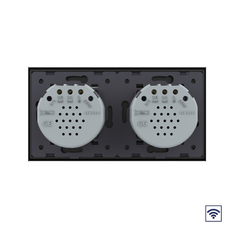Сенсорный радиоуправляемый выключатель 4 клавиши (2-2), 2 поста Черный Livolo