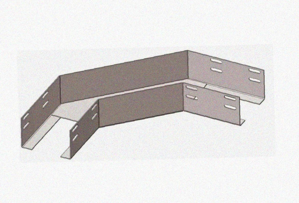 Лоток угловой замковый перфорированный КГЗ 300х60-90 УТ1,5 поворот на 90, оцинкованный лист, S1,5