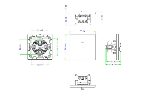 Donel N96 Переключатель на 1 тумблер, клавиша Wave, 10AX 250V, Бронза, серия DT