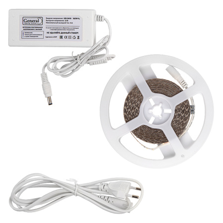 Комплект б/п+Лента св/д 12V 9.6W/m 120led/m IP20 6500K General