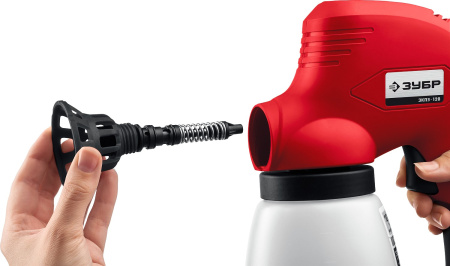Краскопульт (краскораспылитель) электрический, ЗКПЭ-120, краскоперенос 300 мл/мин, вязкость краски 60 DIN, 0.8л, 120Вт ЗУБР