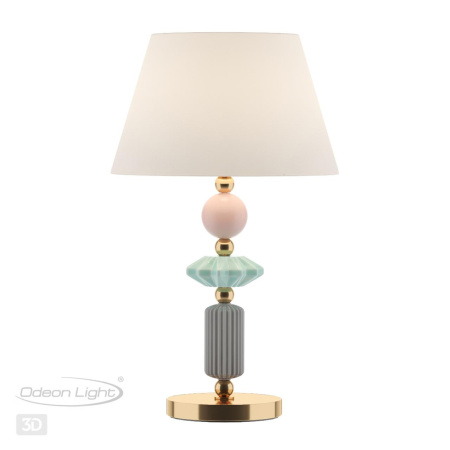 Настольная лампа E27 1*60W 4861/1TB CANDY золотой/раноцветн.керамика/абажур ODEON LIGHT