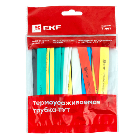 Термоусаживаемая трубка ТУТ нг 12/6 набор:7 цветов по 3шт, 100мм, PROxima EKF