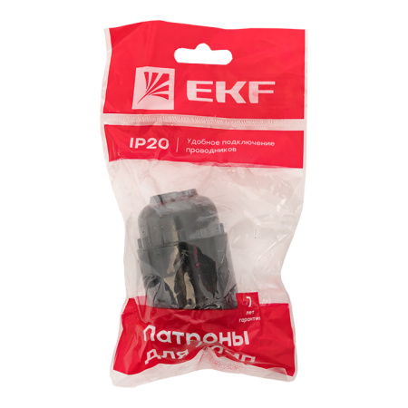 Патрон карболитовый подвесной Е27 черн, индивидуальный пакет EKF