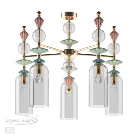 Люстра потолочная E14 5*40W BIZET золото/разноцветн./керамика/стекло ODEON LIGHT