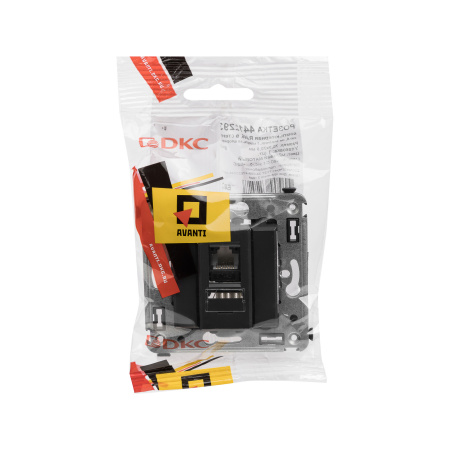 Компьютерная розетка RJ-45 в стену, кат.6 одинарная,"Avanti", "Черныйматовый" DKC