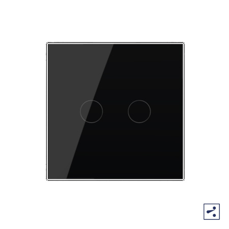 Сенсорный проходной выключатель 2 клавиши 1 пост Черный Livolo