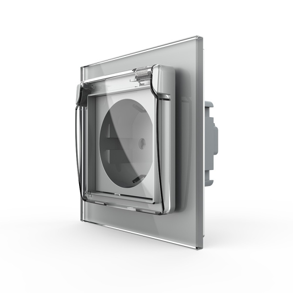 Розетка с крышкой 1 модуль Серая Livolo