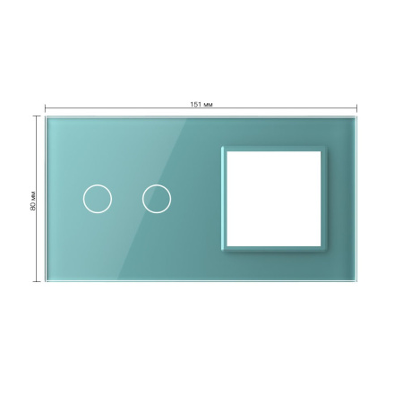 Панель для сенсорного выключателя и розетки, 2 клавиши, цвет зеленый, стекло Livolo
