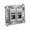 Компьютерная розетка RJ-45 в стену, кат.6А двойная, "Avanti", "Закаленная сталь" DKC