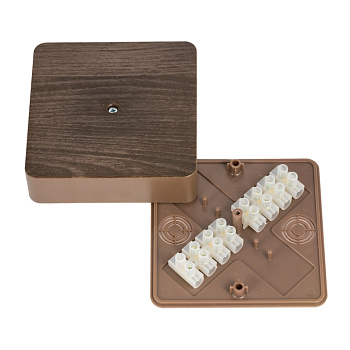 Коробка разветвительная КМР-030-032кг (100х100х28) с клеммником тёмное дерево PROxima EKF