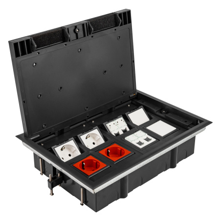 Donel Лючок в пол 16 мод. (8 мод. 45х45 мм.), крышка ABS +гальванизированная стальная вставка