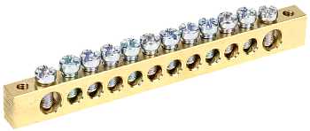 Шина PEN "земля-ноль" 8х12мм 12/2 (12групп/крепеж по краям) IEK