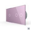 Сенсорный радиоуправляемый выключатель 3 клавиши (1-2), 2 поста Розовый Livolo