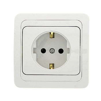 Лондон Розетка СУ 1 мест. с зазем. 16А керамика белая IP20 EKF