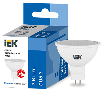 Лампа светодиодная MR16 софит 7Вт 230В 6500К GU5.3 IEK