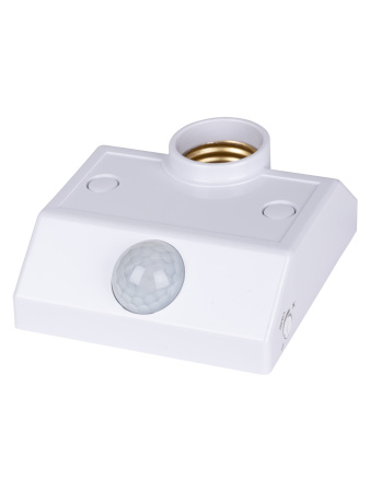 Датчик движения настенный с патроном ДДСПт-01 60Вт, 10-300с, 6м, 3+Лк, 120(сбоку)+360(сверху)гр, IP2