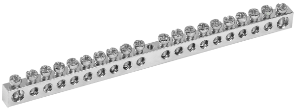 Шина PEN "земля-ноль" 6х9мм 20/1 с никелевым покрытием (20групп/крепеж по центру) IEK