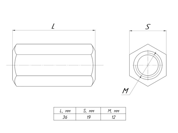 Гайка соединительная М12 DIN 6334 TDZ EKF