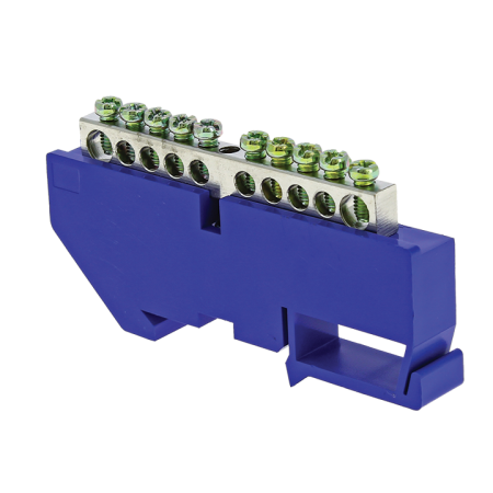 Шина "0" N (6x9мм) 10 отв, цинк синий изолятор на DIN-рейку PROxima EKF