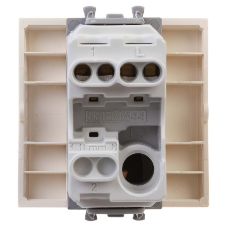 Выключатель одноклавишный модульный, "Avanti", "Ванильная дымка", 2 модуля DKC