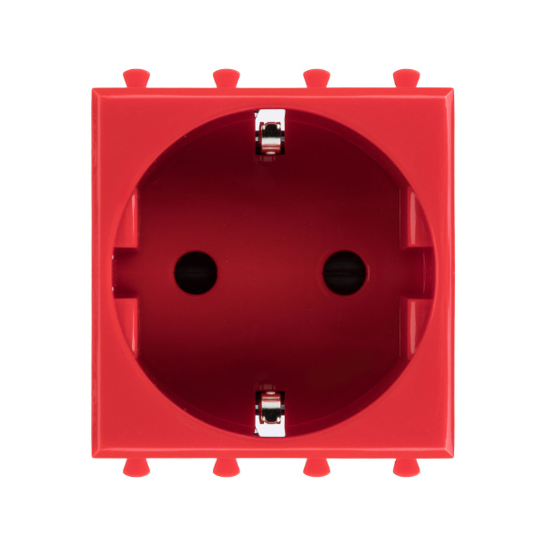 Розетка модульная, 2P+E, с з/ш, "Avanti", "Красный квадрат", 2 модуля DKC