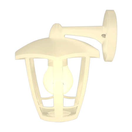11-166 Светильник садово-парковый, настенный вниз, «Дели 3», Е27х60Вт, 6-ти гранный, пластик, белый, прозрачный поликарбонат, 177х192х223мм... APEYRON