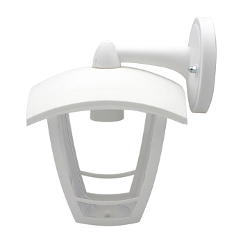 11-153 Светильник садово-парковый, настенный вниз, «Дели 2», Е27х60Вт, 4-х гранный, пластик, белый, прозрачный поликарбонат, 164х192х223мм, НБУ 07-60-