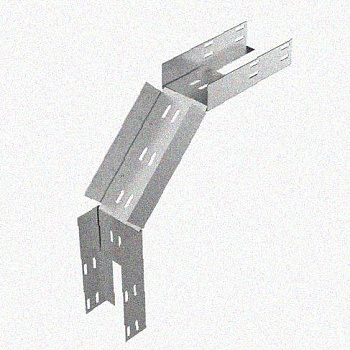 Лоток перфорированный КС 150х50-90 УТ1,5 для поворота трассы вниз на 90, оцинкованный лист S1,5