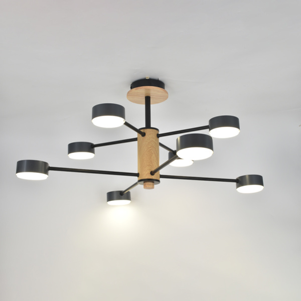 Люстра под лампу GCHL-8GX53-M Черная+Дерево Элизиум General